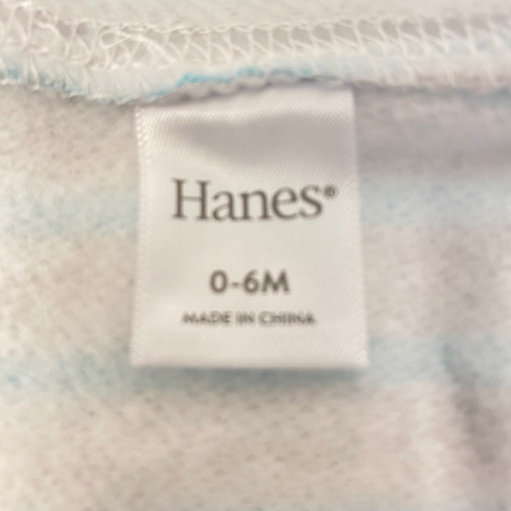 Hanes Hoodie and Pants 2pc Set Baby 0-6M Blue Grey Striped ‎ Fleece Zip Up - Picture 7 of 13